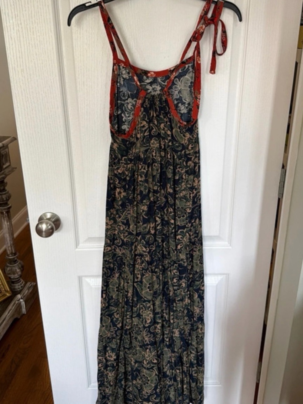 NATURAL LIFE Navy Floral Maxi Dress with Tie Straps - Picture 2 of 4